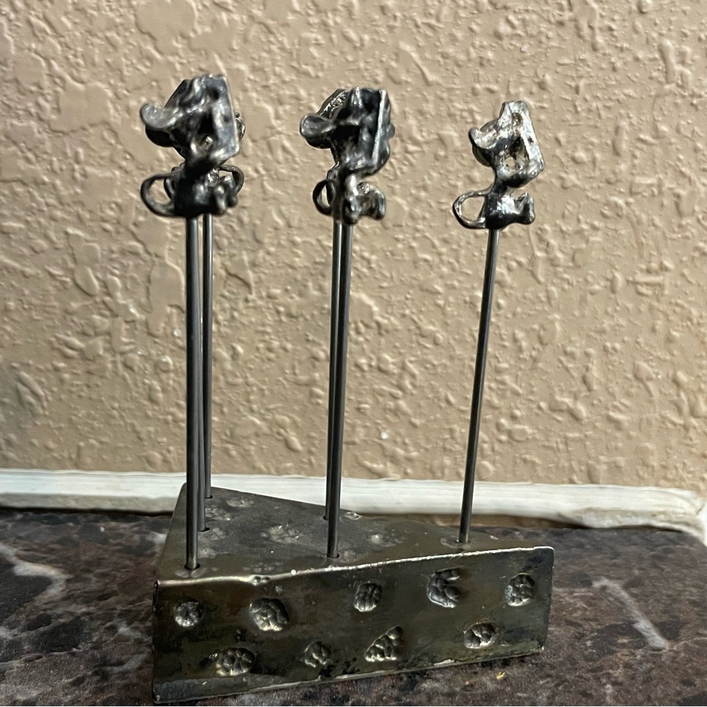 Vintage Silver Plated Mouse Cheese Cocktail Picks